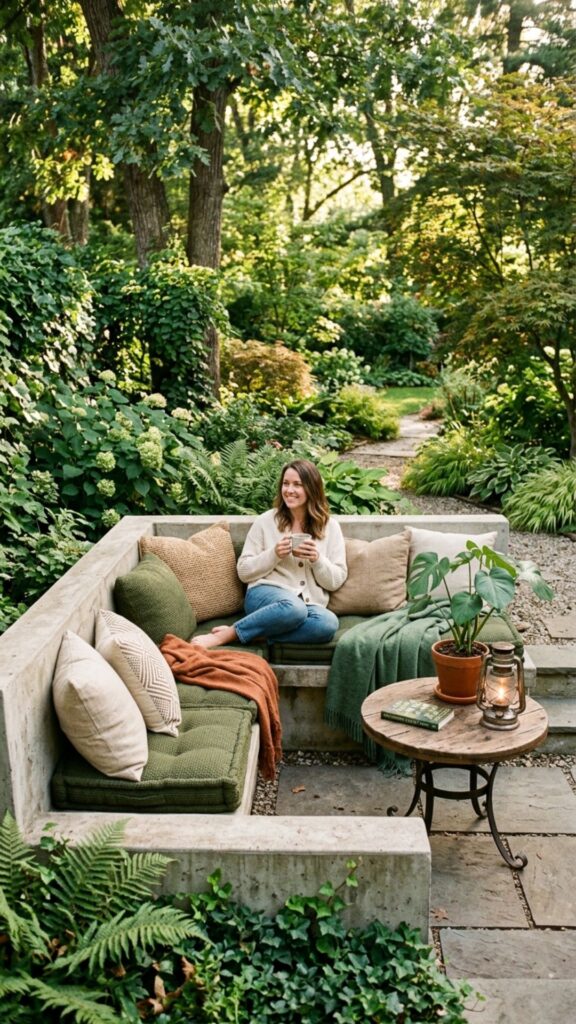 8. Add a Cozy Concrete Bench