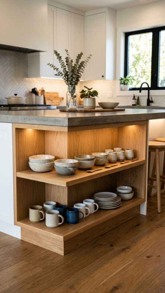 8. Build in Open Shelving for Everyday Items