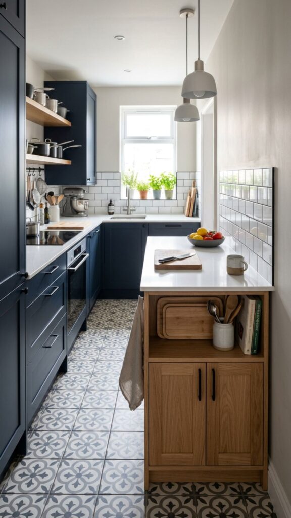 8. Compact Island for Galley Kitchens