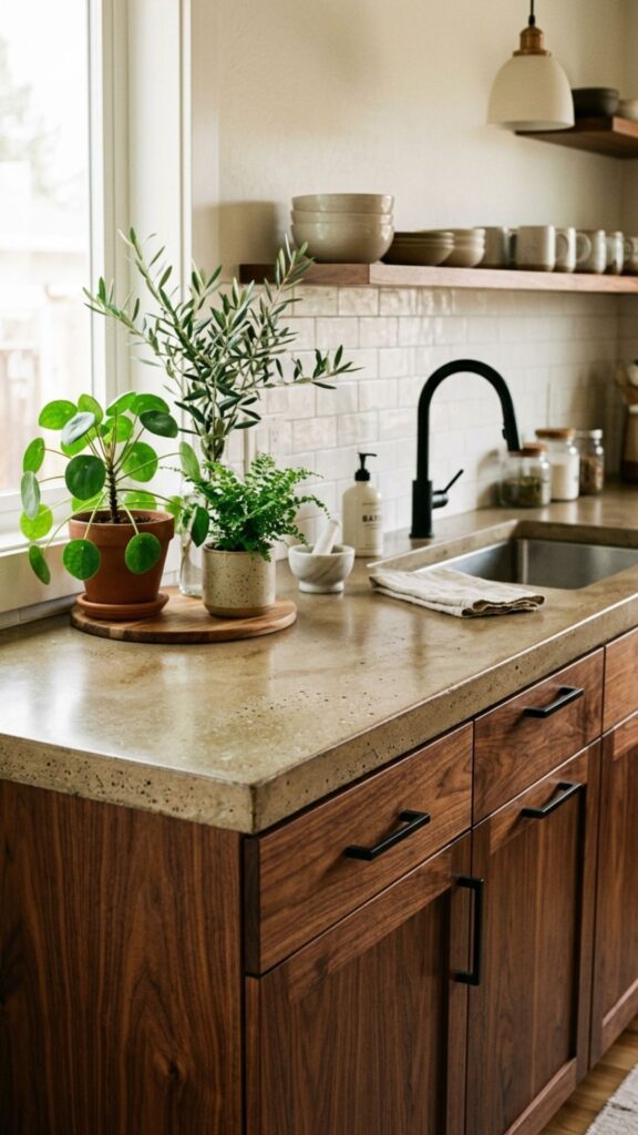 8. Concrete Countertop with Warm Undertones