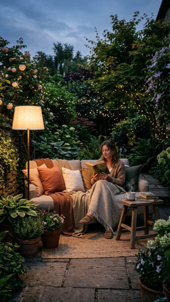 8. Create a Cozy Reading Nook with a Solar Floor Lamp