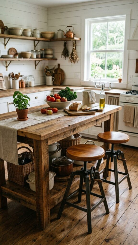 8. Farmhouse Island With Adjustable-Height Stools