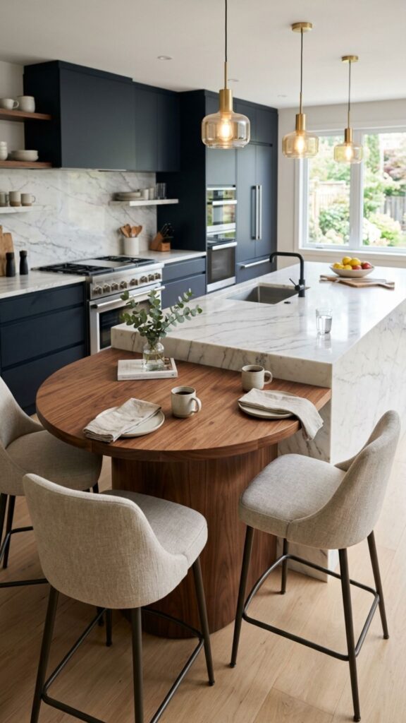 8. Feature a Curved Breakfast Bar Extension