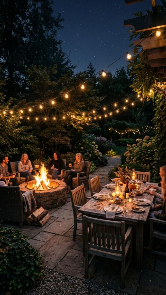 8. Install a Fire Pit Dining Zone