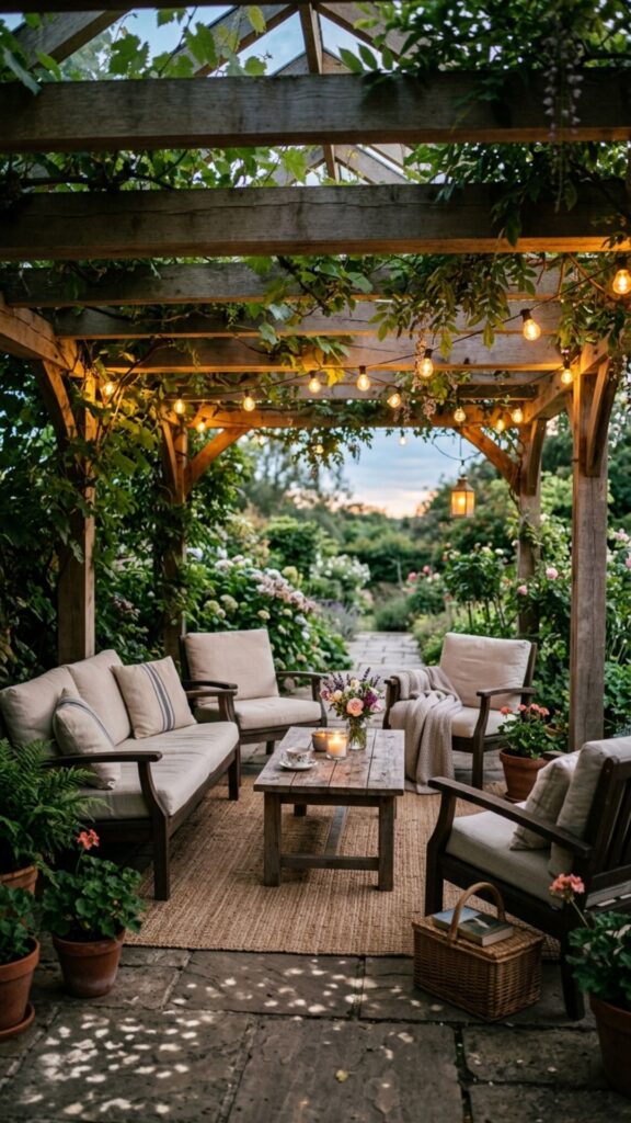 8. Pergola-Style Covered Porch