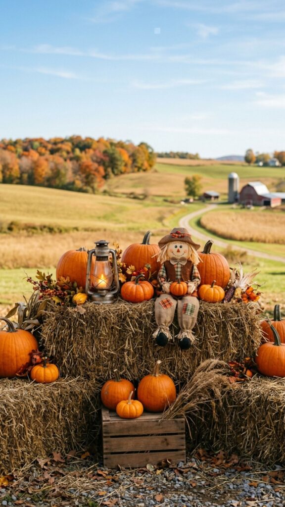 8. Stack Hay Bales for Instant Charm