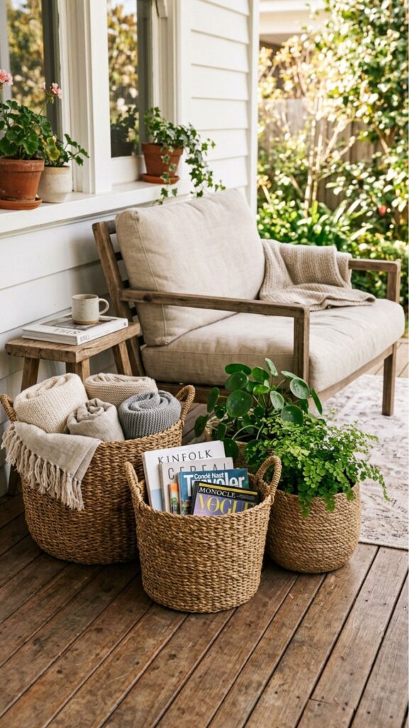 8. Use Woven Baskets for Storage and Style