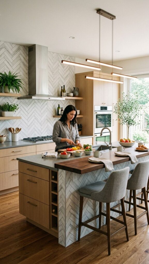 9. A Two-Tier Island Anchored to the Backsplash