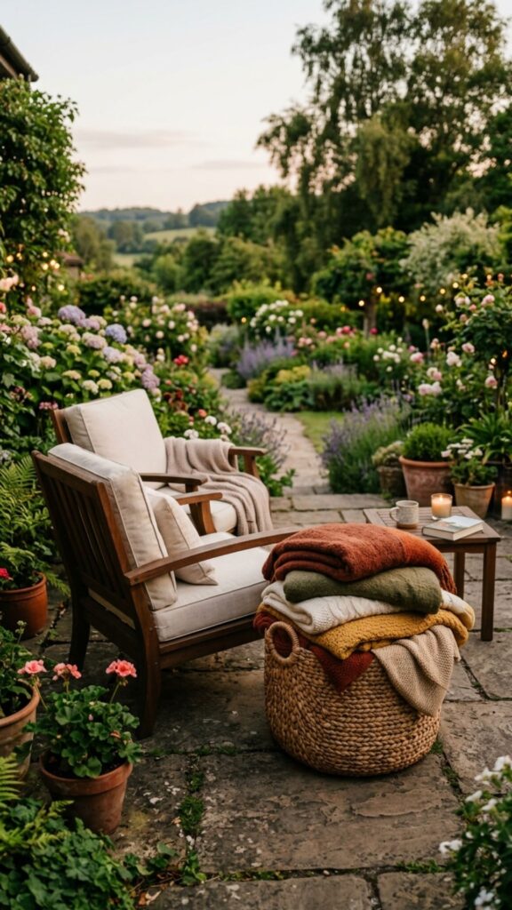 9. Add Cozy Outdoor Blankets and Throws