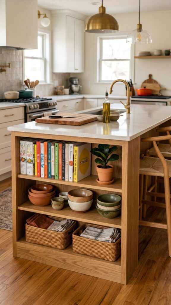 9. Add Open Shelving to the Island Base