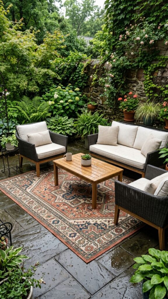 9. Add a Waterproof Outdoor Rug