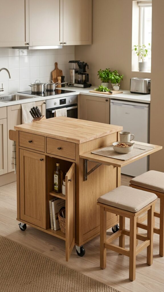 9. Beige Island in a Small Kitchen
