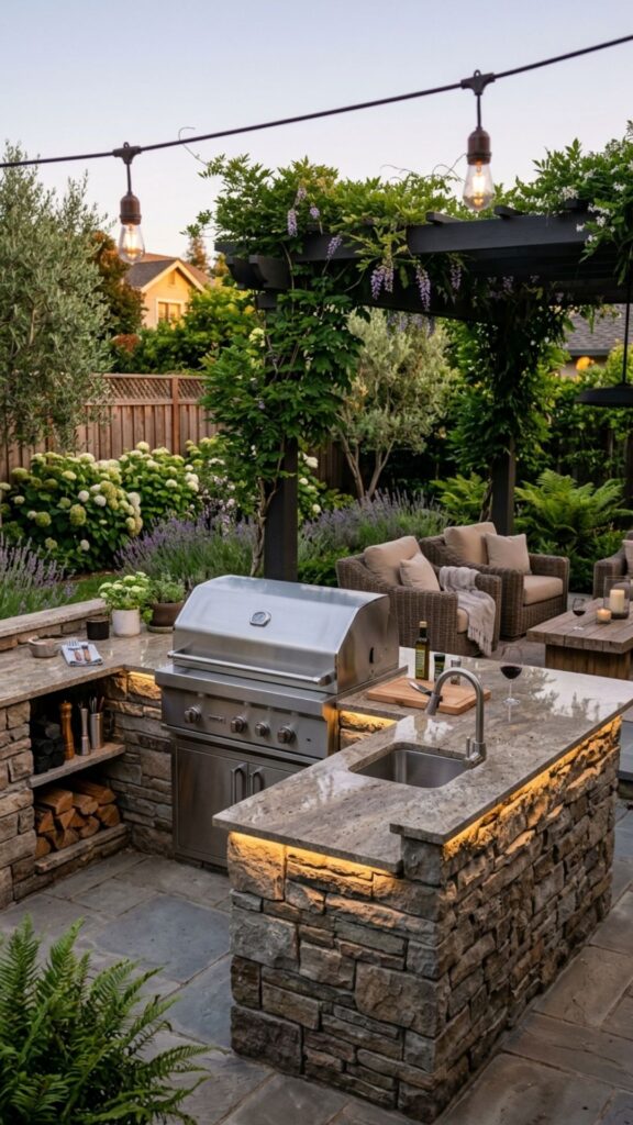 9. Build a Stone or Brick Grill Surround