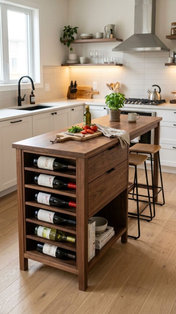 9. Compact Kitchen Island With Wine Rack