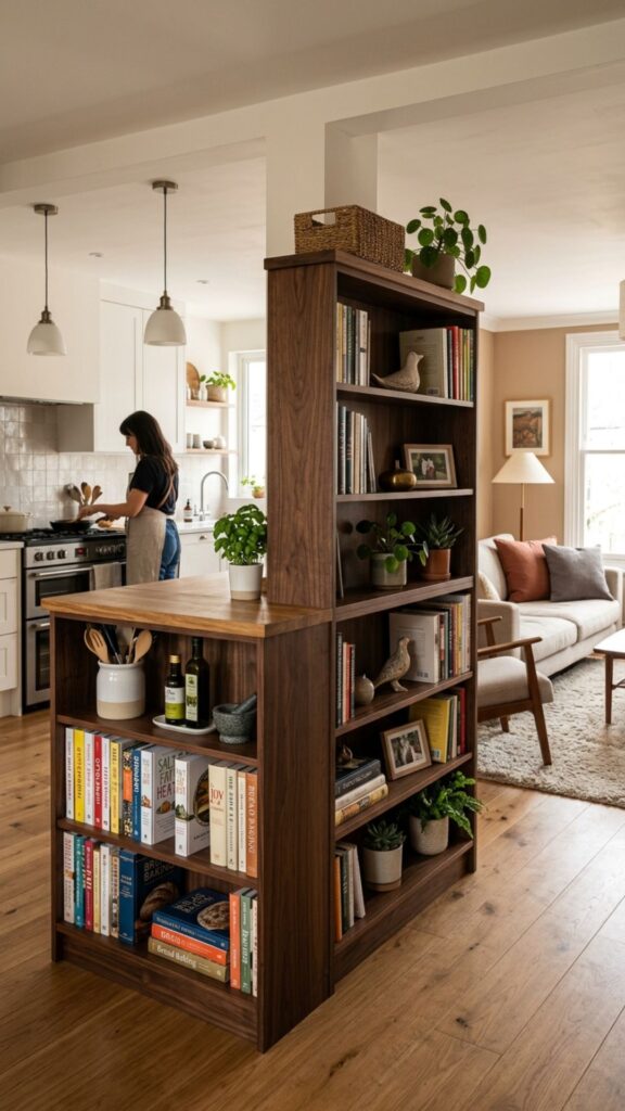 9. Double-Sided Bookcase Island