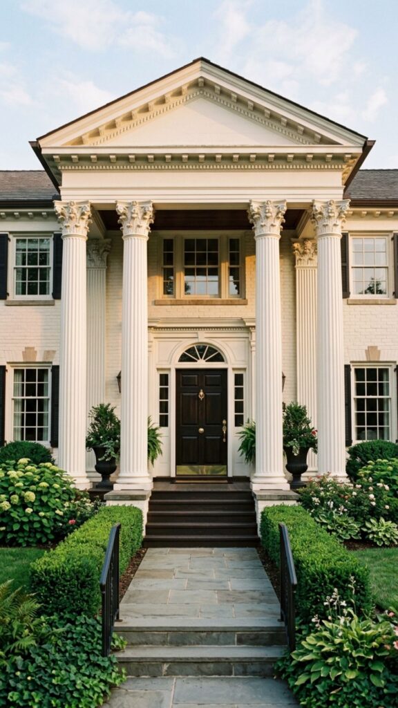 9. Frame the Entry with White Columns