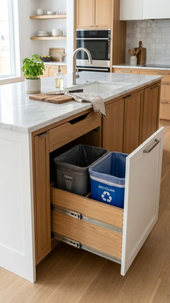 9. Incorporate Hidden Trash and Recycling Bins