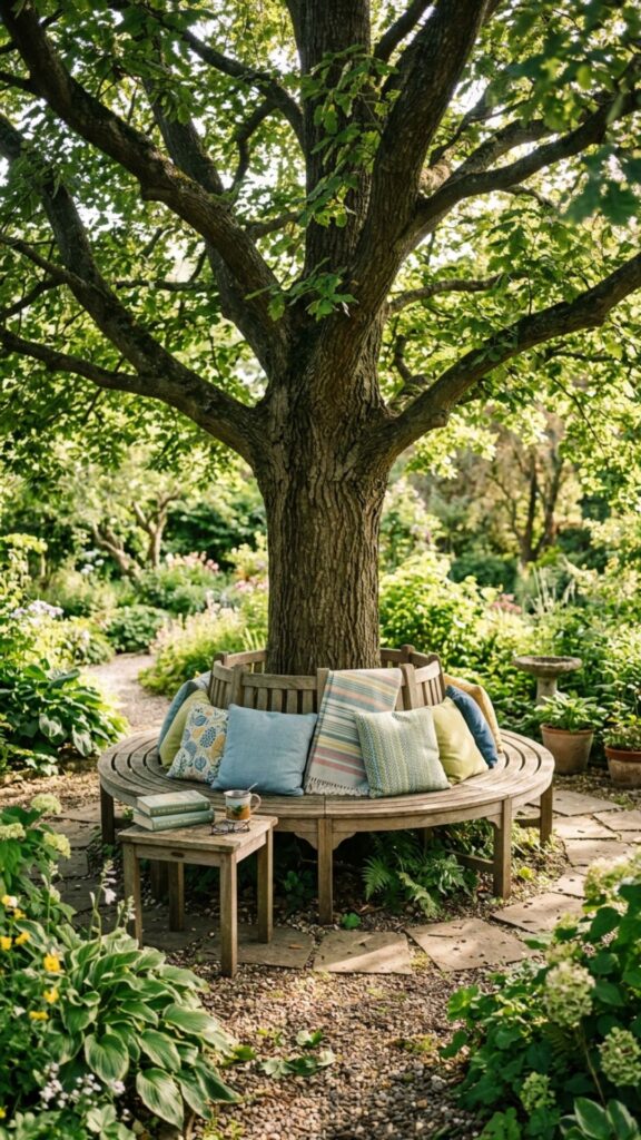 9. Install a Built-In Bench Around a Tree