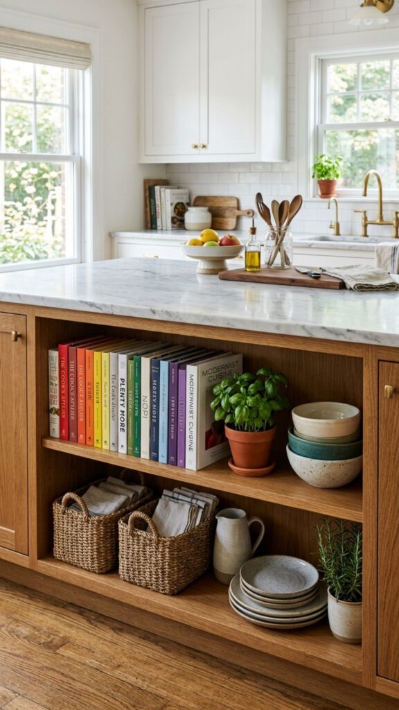 9. Open Shelving Beneath the Counter