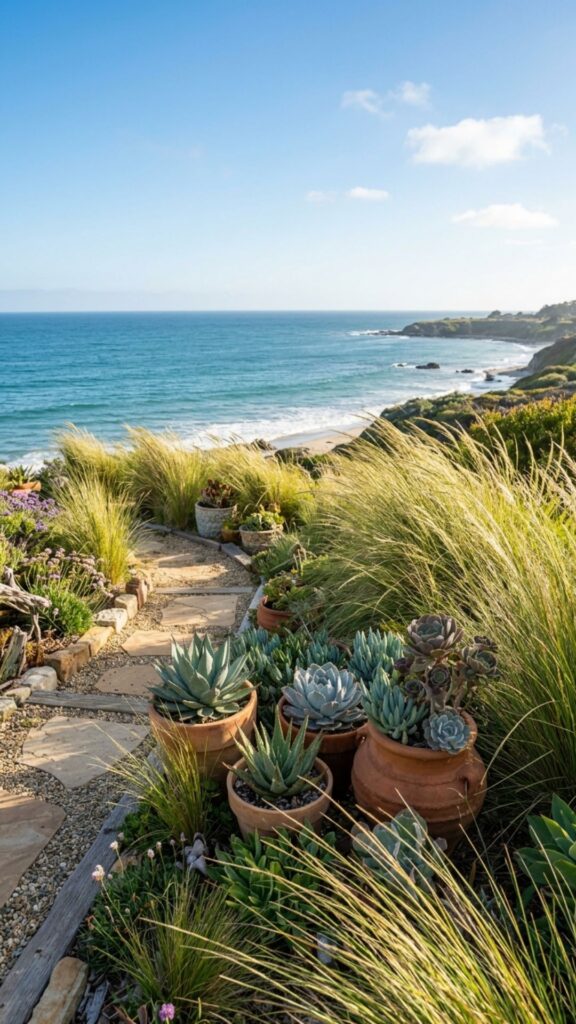 9. Plant Coastal Grasses and Succulents