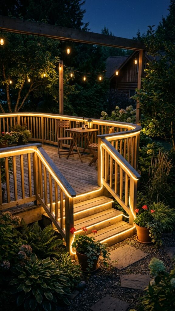 9. Rope Lights Along Railings