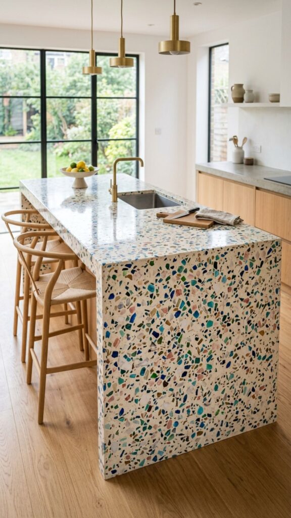 9. Terrazzo-Style Concrete With Embedded Chips