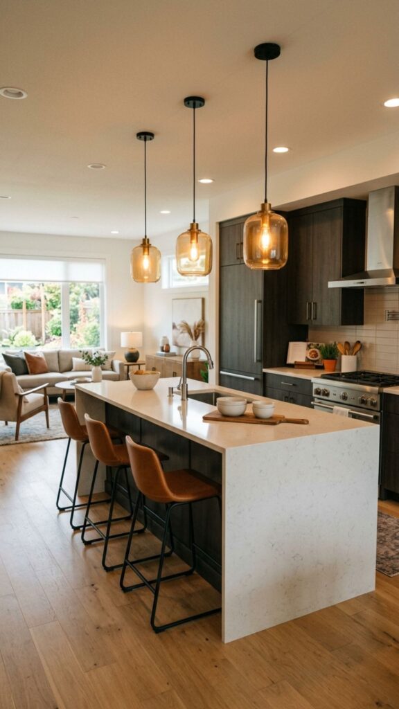 9. Use Pendant Lighting to Define the Kitchen Zone