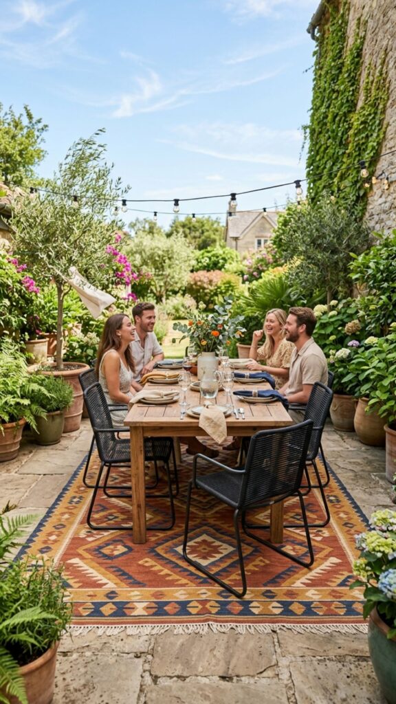 9. Use an Outdoor Rug to Anchor the Space