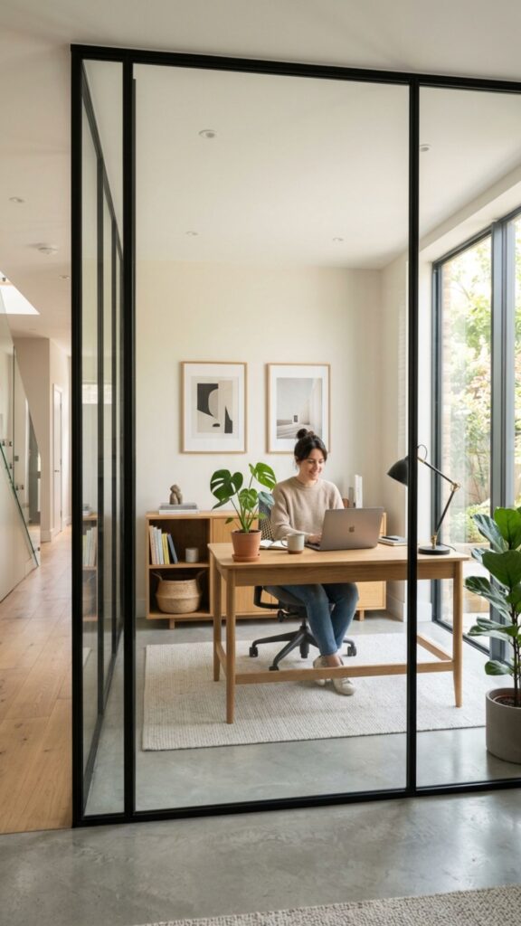 1. Black-Framed Glass Office