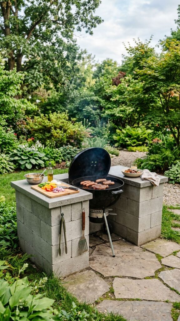 1. Build a Simple Concrete Block Grill Surround