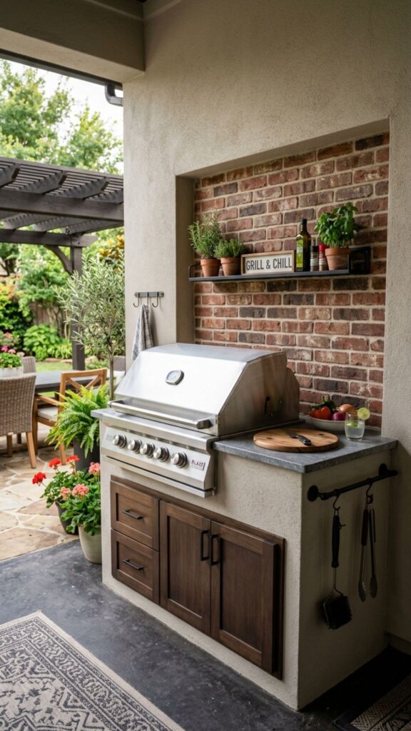 1. Build a Simple Grill Station Along the Back Wall