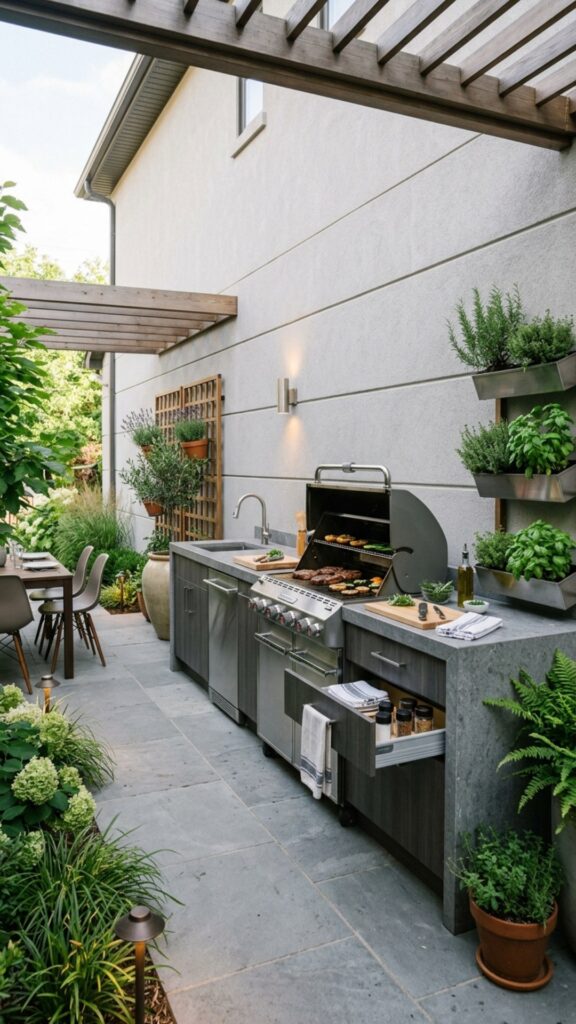 1. Build a Straight-Line Outdoor Kitchen