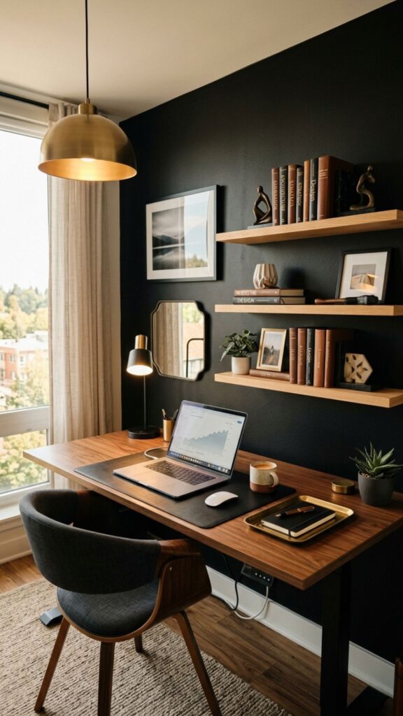 1. Choose a Black Statement Wall for a Professional Background