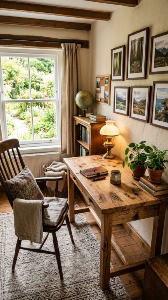 1. Choose a Natural Wood Desk for a Warm Cottage Feel