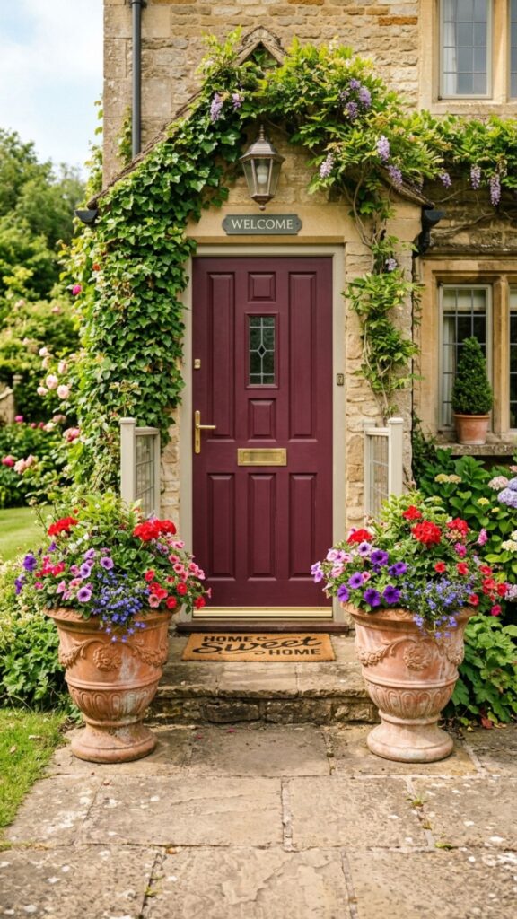 1. Classic Symmetrical Pots by the Door