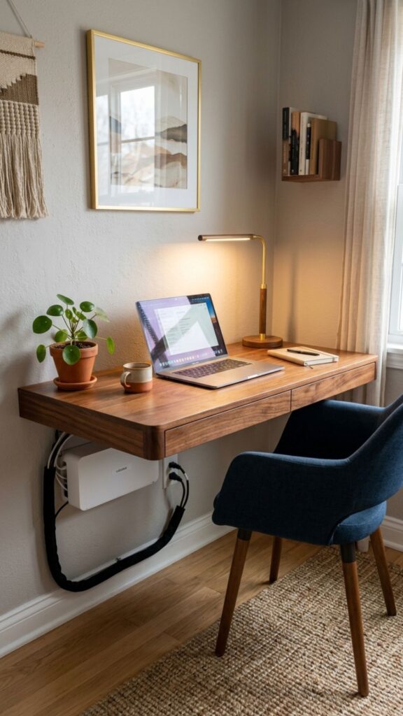 1. Create a Floating Desk for a Small Workspace