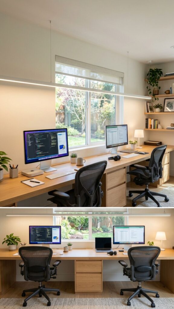 1. Create a Long Wall-to-Wall Desk