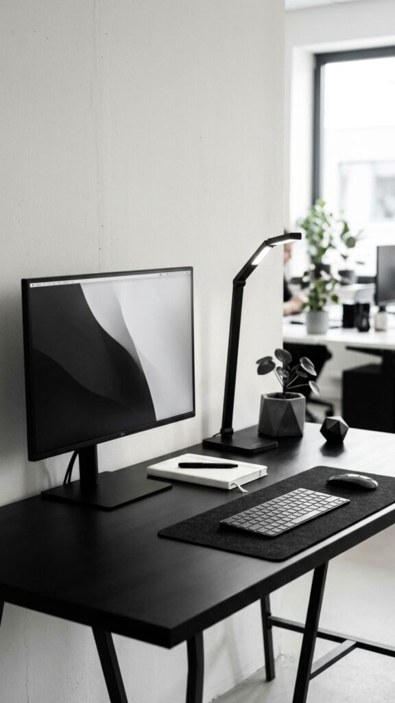 1. Create a Minimal Black and White Desk Setup