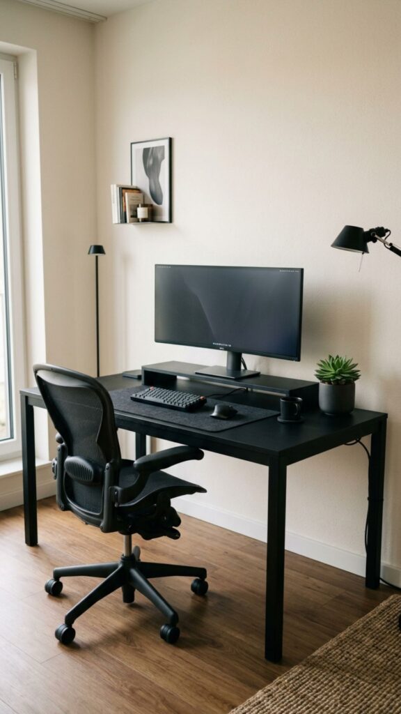 1. Create a Minimalist Black Desk Setup
