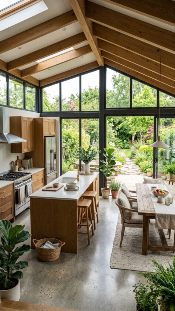 1. Fully Enclosed Sunroom Kitchen