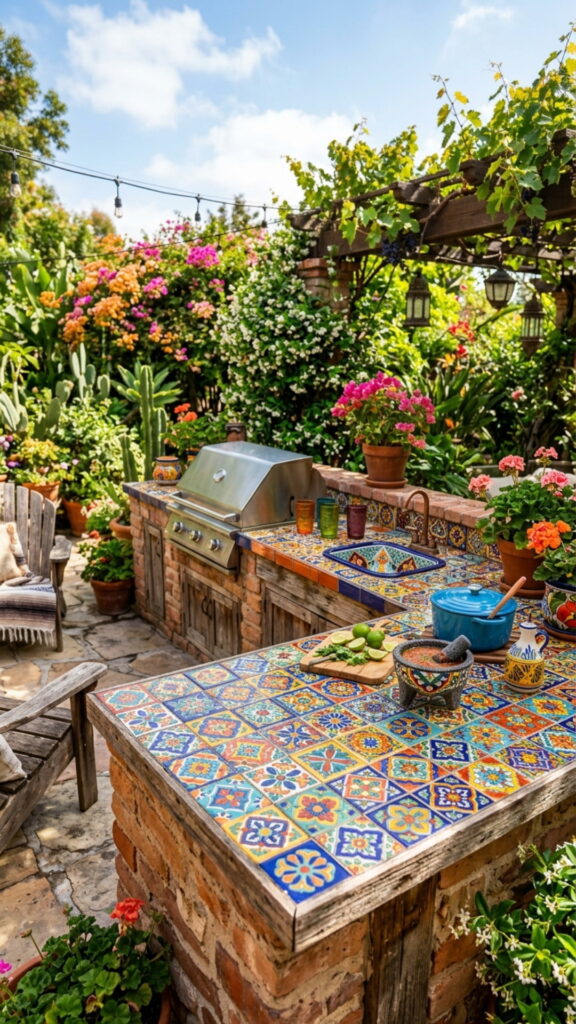 1. Hand-Painted Talavera Tile Countertops