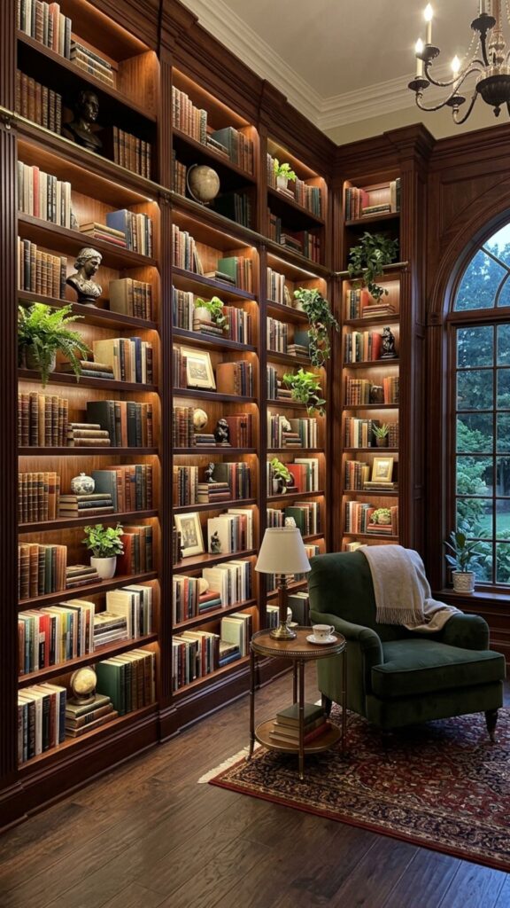 1. Install Floor-to-Ceiling Built-In Bookshelves