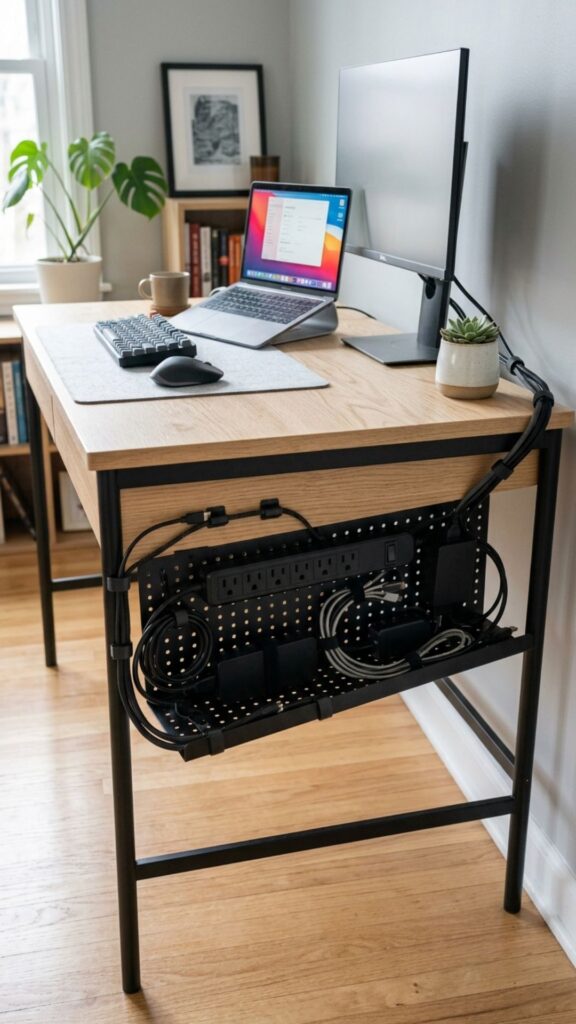 1. Install an Under-Desk Cable Tray