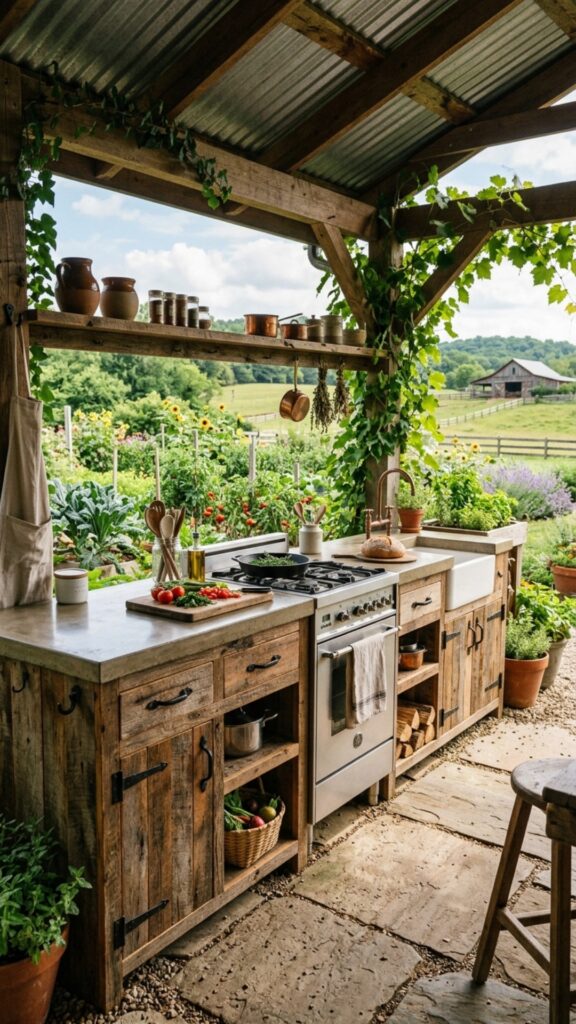 1. Reclaimed Barn Wood Cooking Station