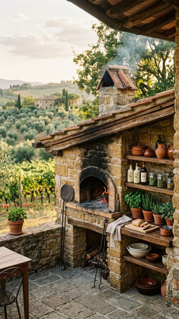 1. Rustic Tuscan Stone Cooking Station