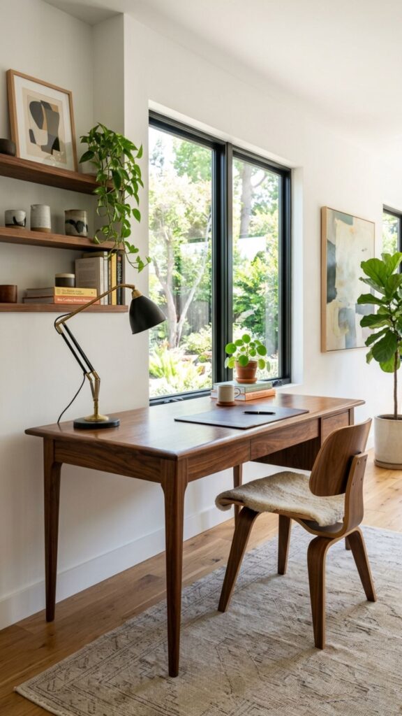 1. Start With a Warm Wood Desk