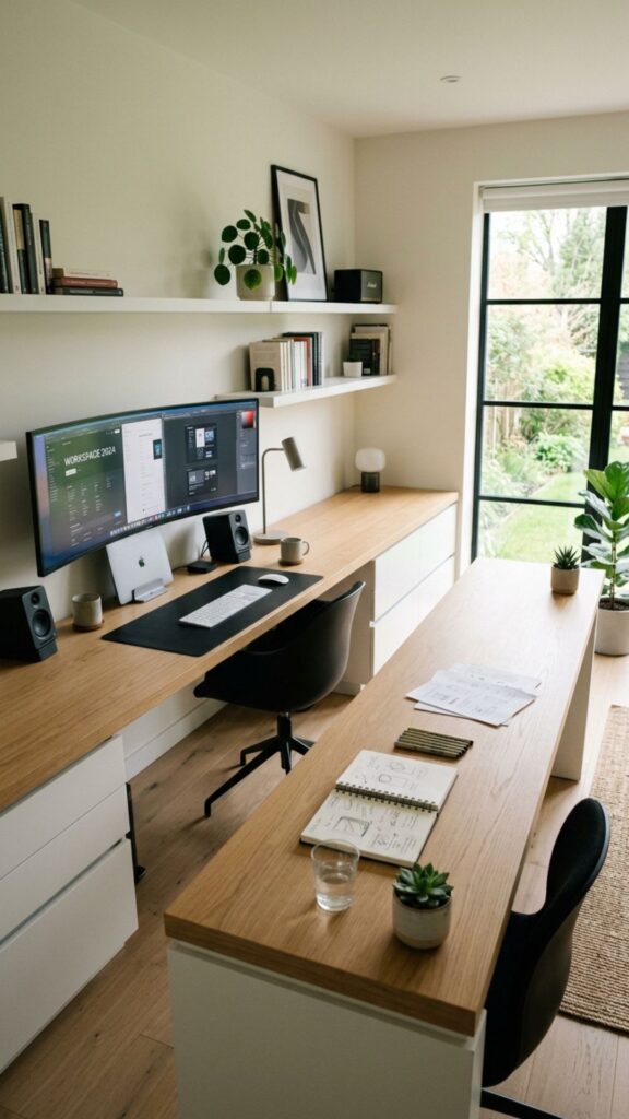 1. Stretch a Wall-to-Wall Desk Across the Room