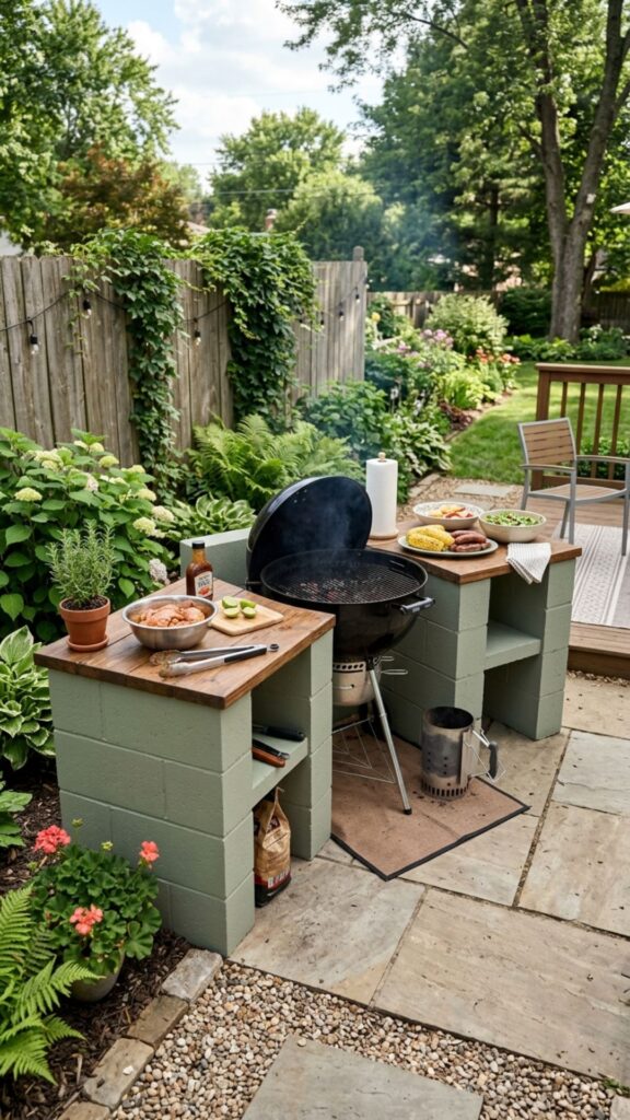 1. The Simple Cinder Block Grill Surround