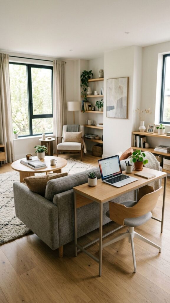 1. Tuck a Desk Behind the Sofa