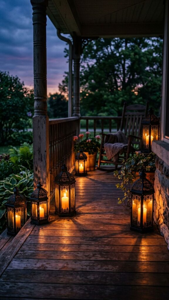 1. Wrought Iron Lanterns With Flickering Candles